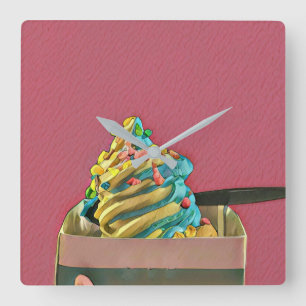 Ice cream for kids square wall clock