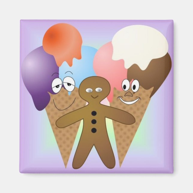 "Ice Cream" Fridge Magnet SQUARE (Front)