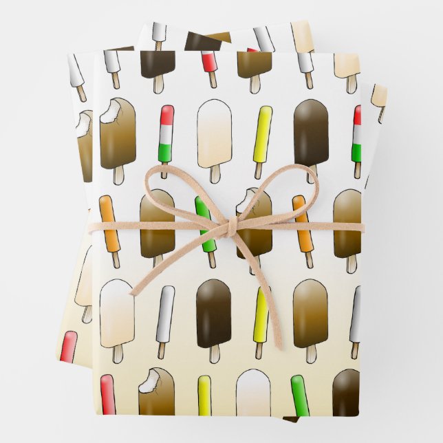 Ice Cream & Fun Birthday Wrapping Paper Sheet (In situ)