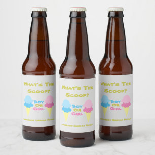 Ice Cream Gender Reveal Beer Bottle Label
