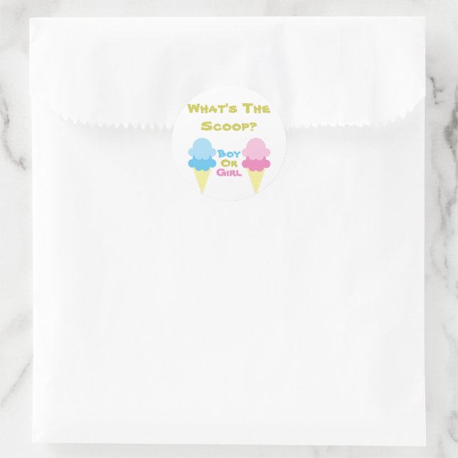 Ice Cream Gender Reveal Classic Round Sticker (Bag)