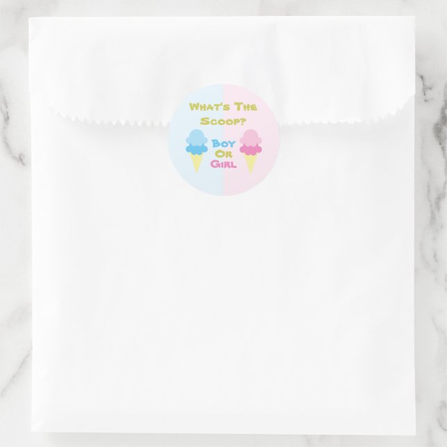 Ice Cream Gender Reveal Classic Round Sticker (Bag)