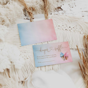 Ice cream Gender Reveal Diaper Raffle Enclosure Card
