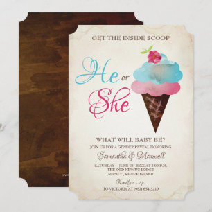 Ice Cream Gender Reveal Invitation