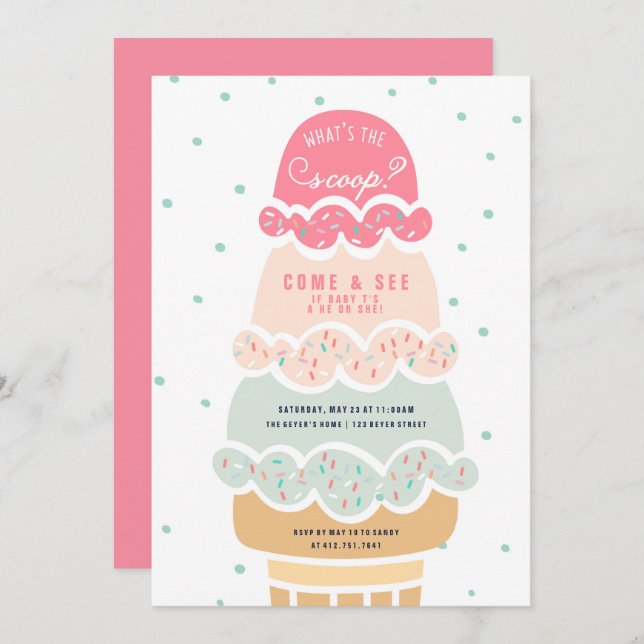 Ice Cream Gender Reveal Invitation (Front/Back)