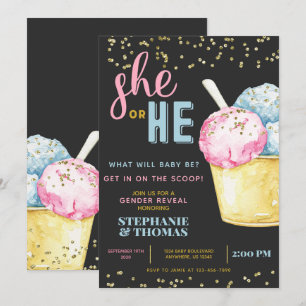 Ice Cream Gender Reveal Invitation