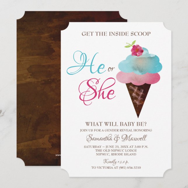 Ice Cream Gender Reveal Invite (Front/Back)