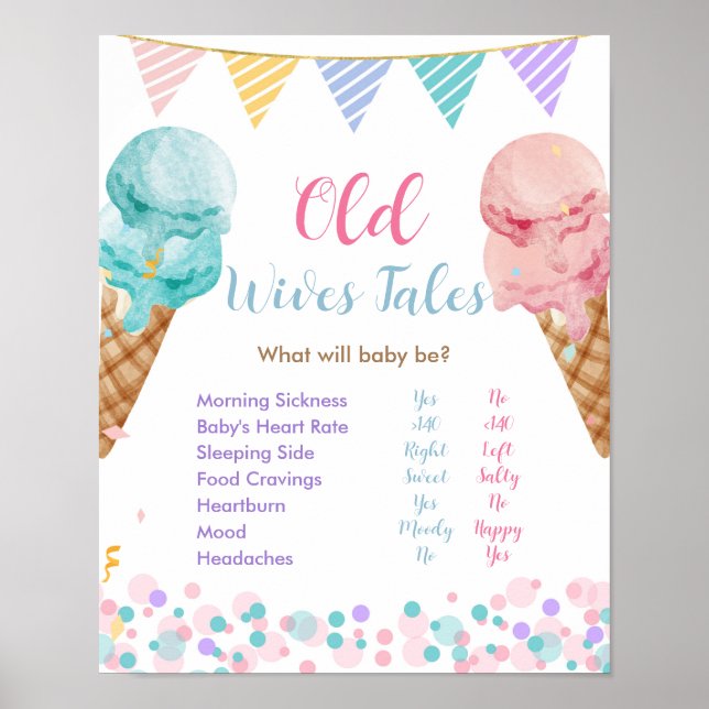 Ice Cream Gender Reveal Old Wives Tales Poster (Front)