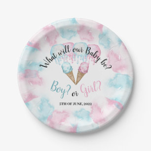 Ice Cream Gender Reveal Paper plate. Paper Plates