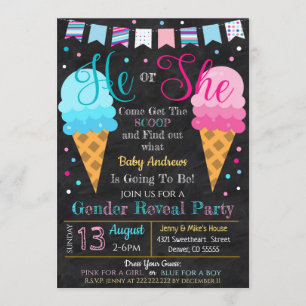 Ice Cream Gender Reveal Party Invitation