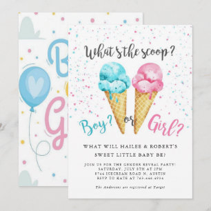Ice Cream Gender Reveal Party Invitation 