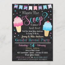 Ice Cream Gender Reveal Party Invitation