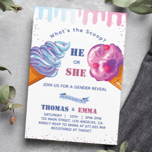Ice Cream Gender Reveal Party Invitation