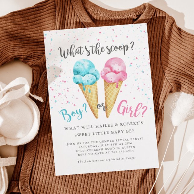 Ice Cream Gender Reveal Party Invitation (Creator Uploaded)