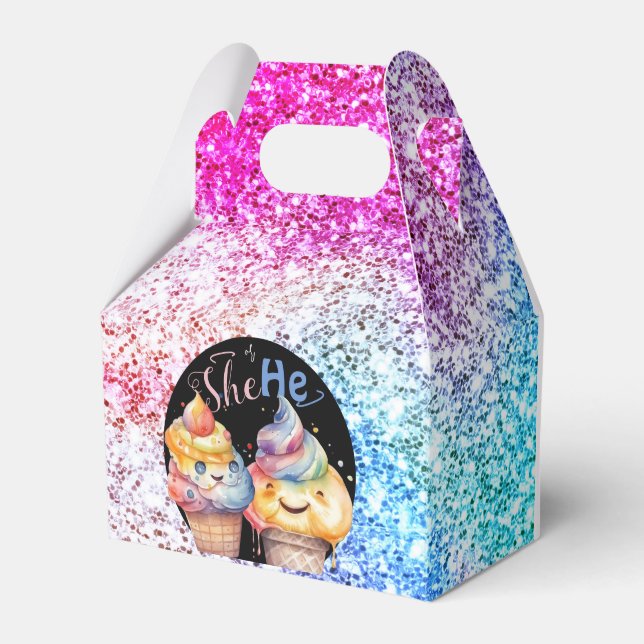 Ice Cream Gender Reveal Party Invitation Favour Box (Front Side)