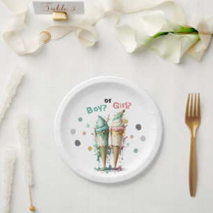 Ice Cream Gender Reveal Party Invitation Paper Plate