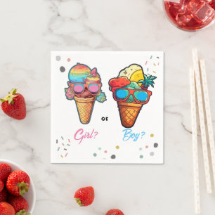 Ice Cream Gender Reveal Party  Napkin