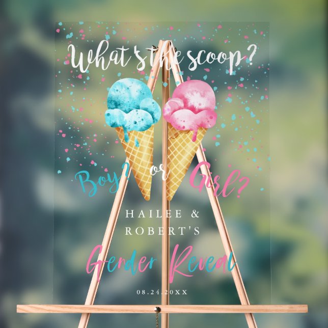 Ice Cream Gender Reveal Party Sign (Neutral)