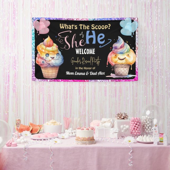 Ice Cream Gender Reveal Party Welcome Banner (Party)