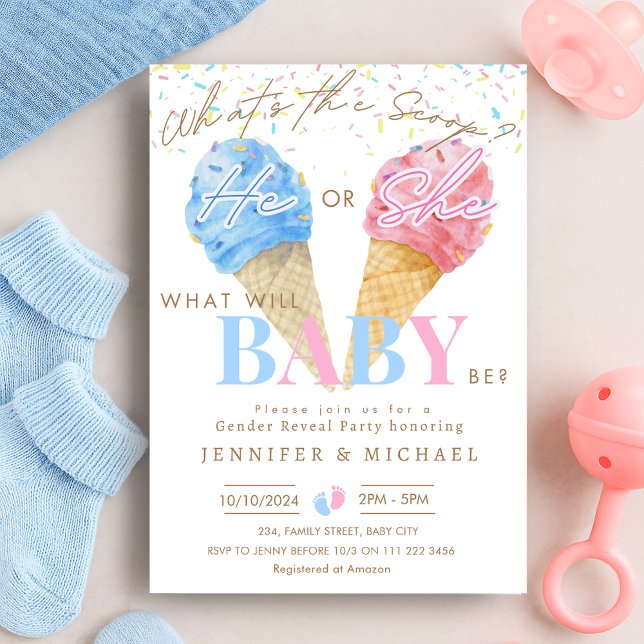 Ice Cream Gender Reveal Party What's the Scoop Invitation (Ice Cream Gender Reveal Party What's the Scoop Invitation)