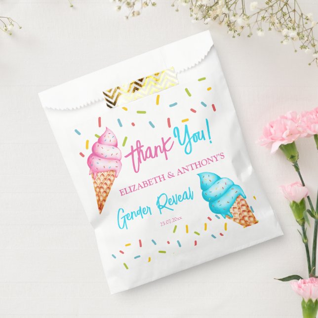 Ice cream gender reveal thank you favour bags (Sealed)