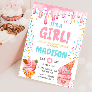 Ice Cream Girl Baby Shower Party Invitation