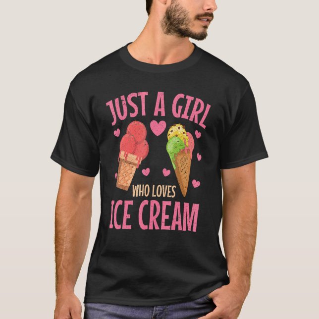 Ice Cream  Girls Women Summer Dessert Ice Cream T-Shirt (Front)