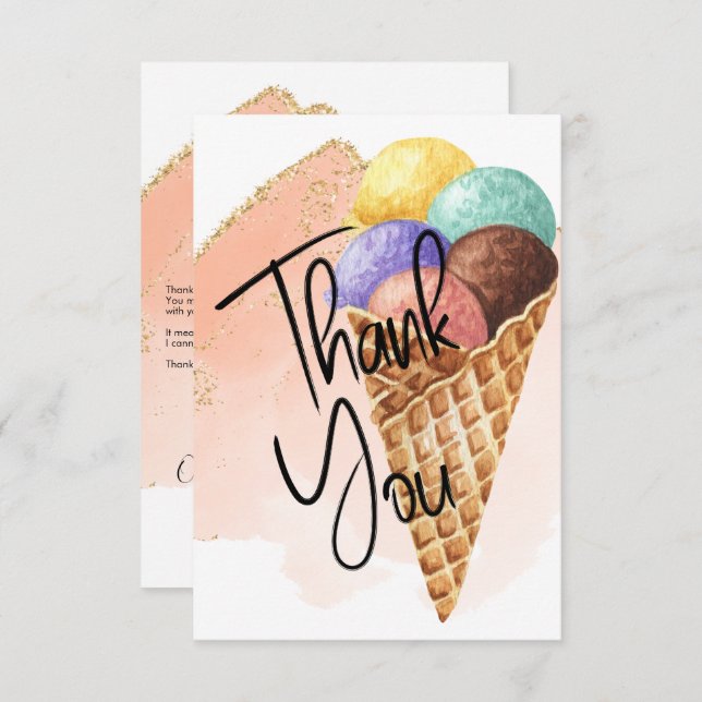 Ice Cream | Glitter Thank You Cards (Front/Back)