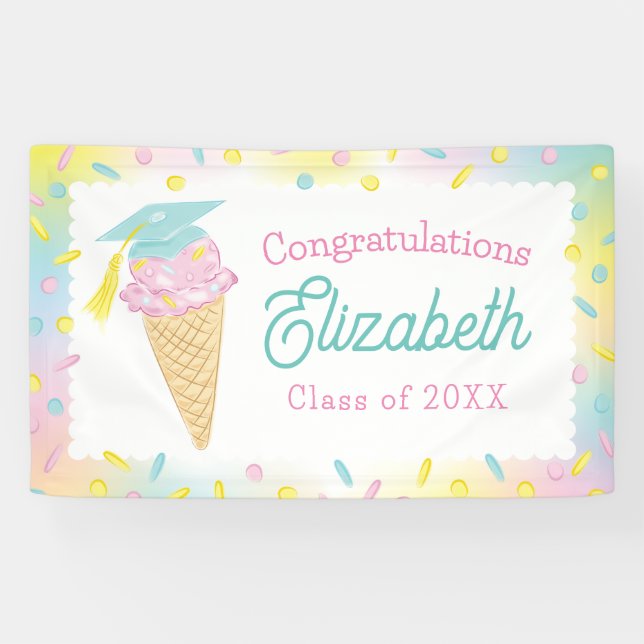 Ice Cream Graduation Party Banner (Horizontal)
