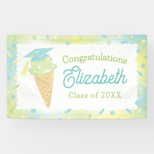 Ice Cream Graduation Party Blue Green Banner