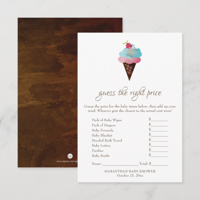 Ice Cream Guess the Right Price Game Invitation (Front/Back)