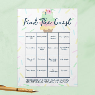 Ice Cream Guest Bingo Shower Game Pack Notepad