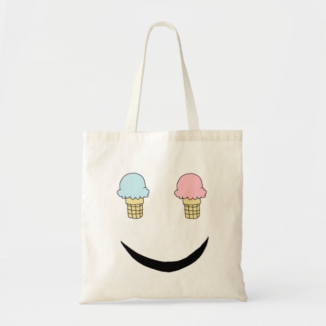 Ice Cream Happy Face Tote Bag (Front)