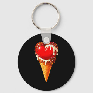 Ice Cream Heart Funny Drip Valentines Day Boys Gir Key Ring