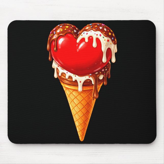 Ice Cream Heart Funny Drip Valentines Day Boys Gir Mouse Mat (Front)