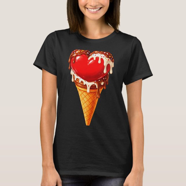 Ice Cream Heart Funny Drip Valentines Day Boys Gir T-Shirt (Front)