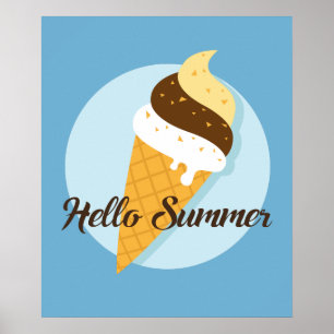 Ice Cream Hello custom colour poster