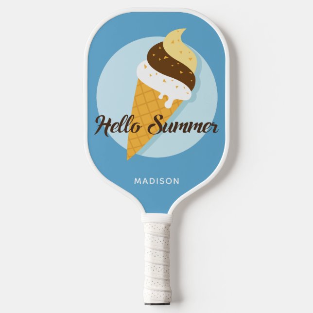 Ice Cream Hello custom name & colour Pickleball Paddle (Front)