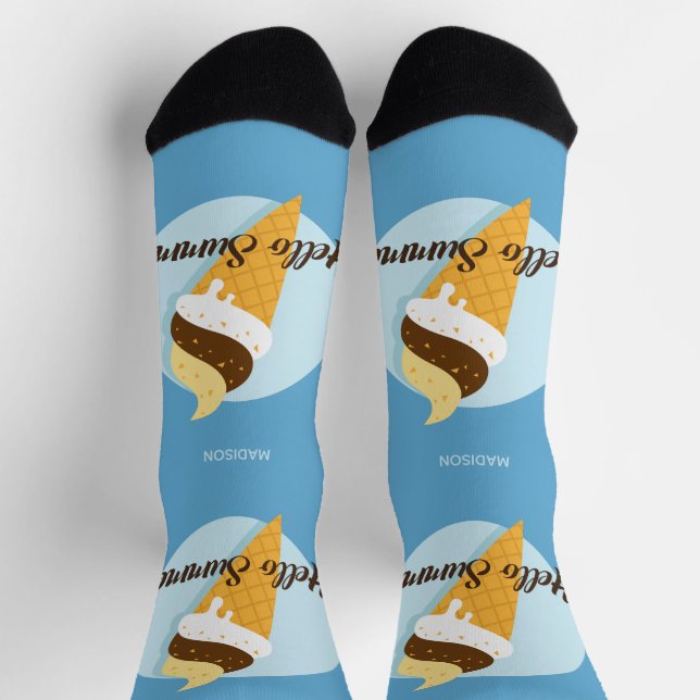 Ice Cream Hello custom name & colour Socks (Top)