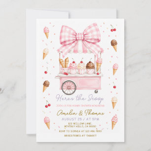 Ice Cream Here’s the Scoop Baby Shower  Invitation