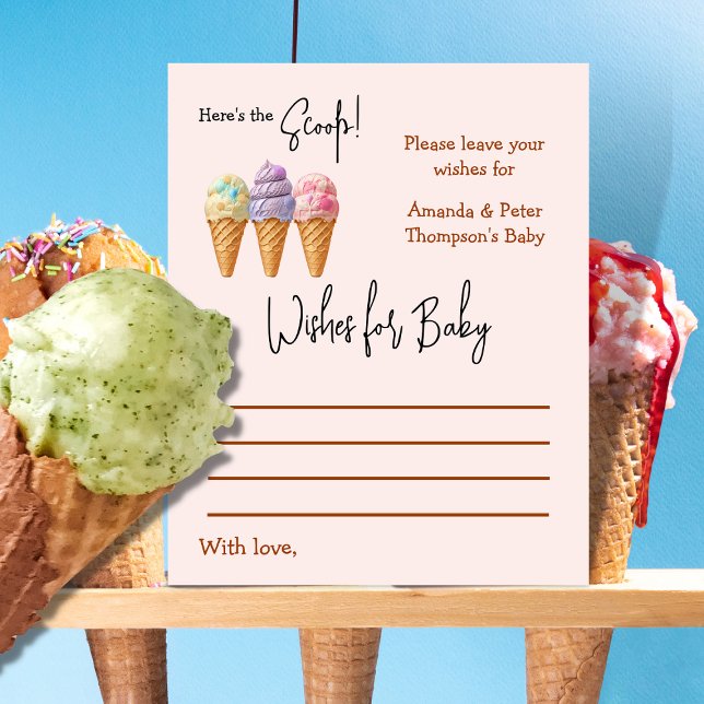 Ice Cream Here's the Scoop Baby Shower Wishes Game (Creator Uploaded)