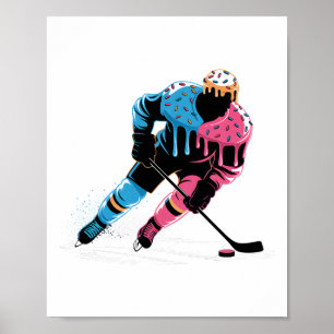 Ice Cream Hockey Player Drip Boys Kids Girls Youth Poster