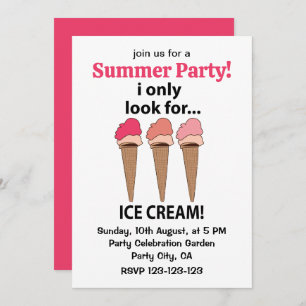 Ice Cream I Only Look For Ice Cream Invitation