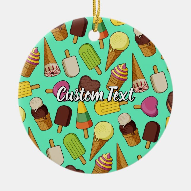 Ice Cream Icons Ceramic Tree Decoration (Front)