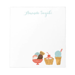 Ice Cream Illustration Add Your Name Notepad