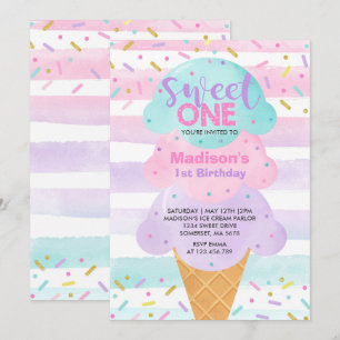 Ice Cream Invitation Sweet One 1st Birthday