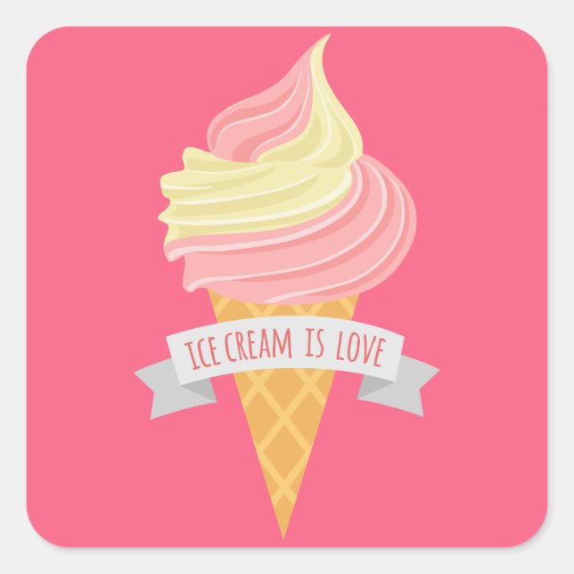 Ice cream is love word art food sticker (Front)