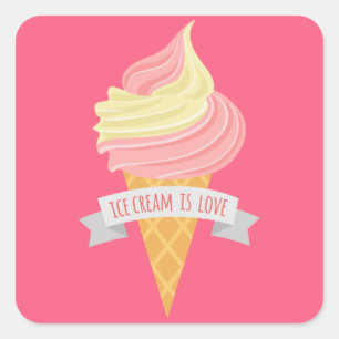 Ice cream is love word art food sticker