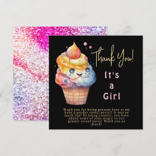 Ice cream It's a girl Thank You Card