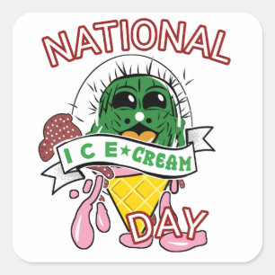 ice cream kawaii square sticker